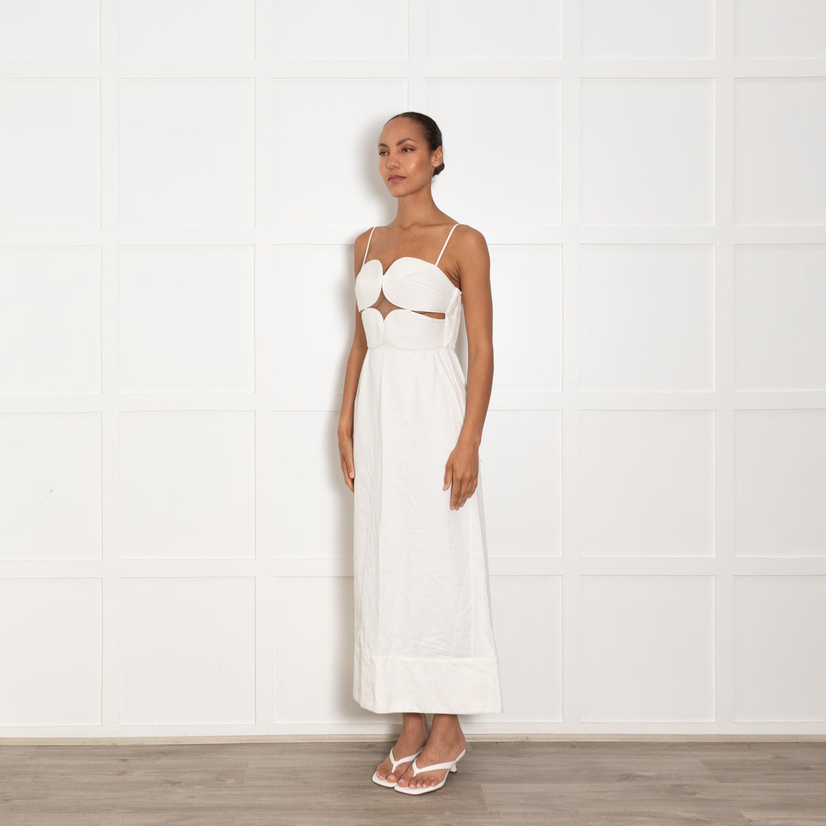 Adriana Degreas Off White Matelasse Cut out Strapless Maxi Dress