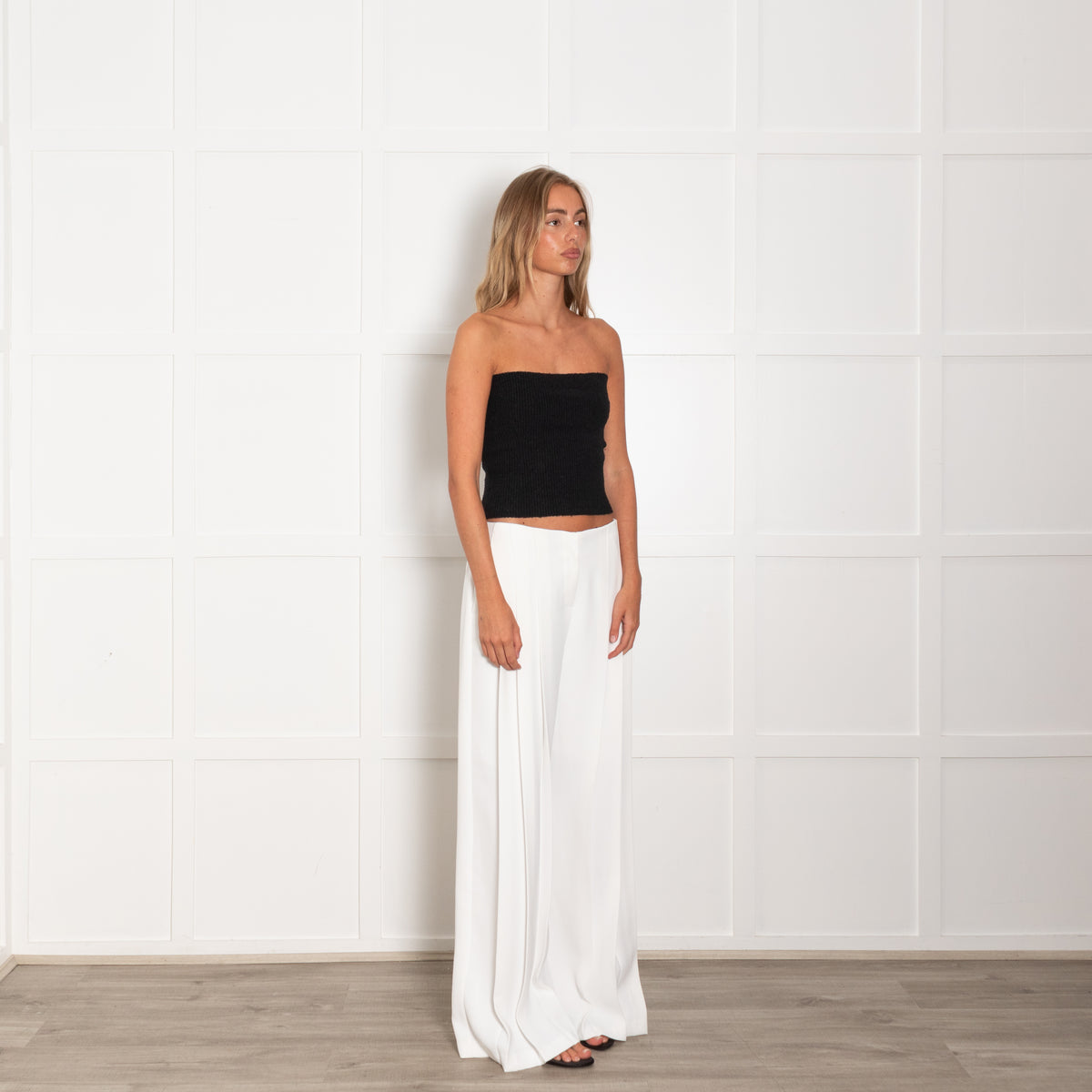 The Frankie Shop White Front Pleat Detail Trousers