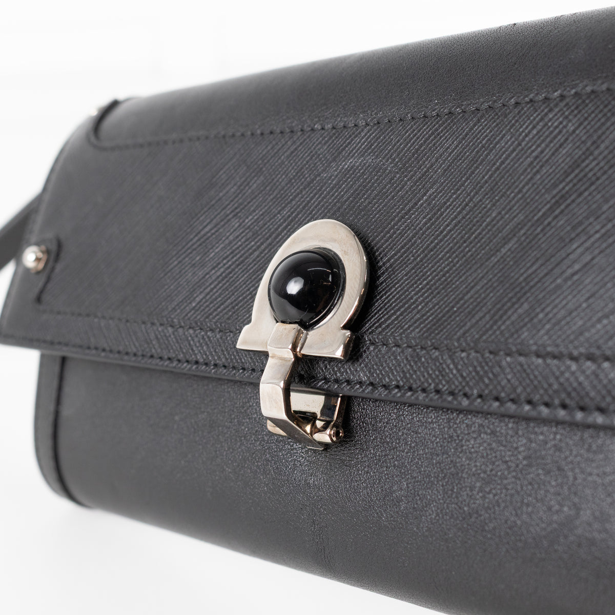 Salvatore Ferragamo Black Gancini Black Wallet