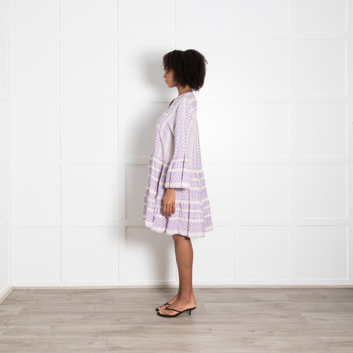 Devotion Twins  Lilac & White Patterned Dress