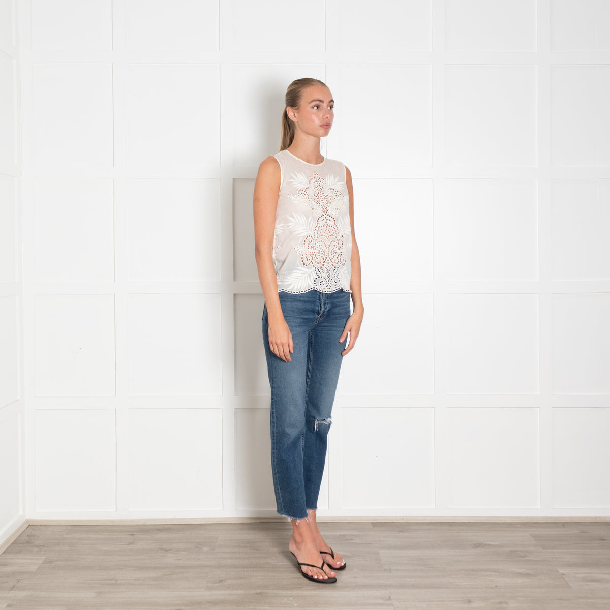 Stella McCartney Cotton & Silk Ivory Cutout Tank Top