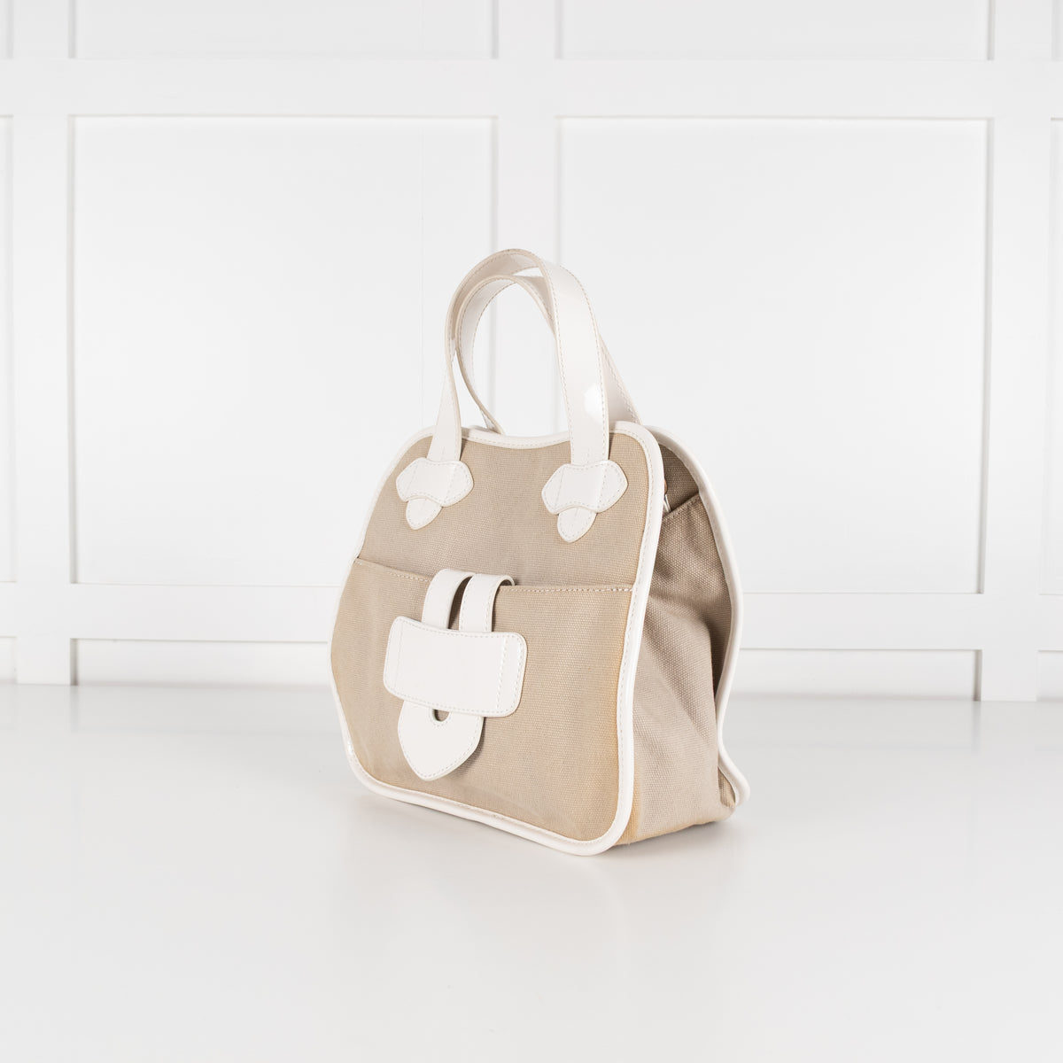 Tila March Cream Bag with Patent Trim