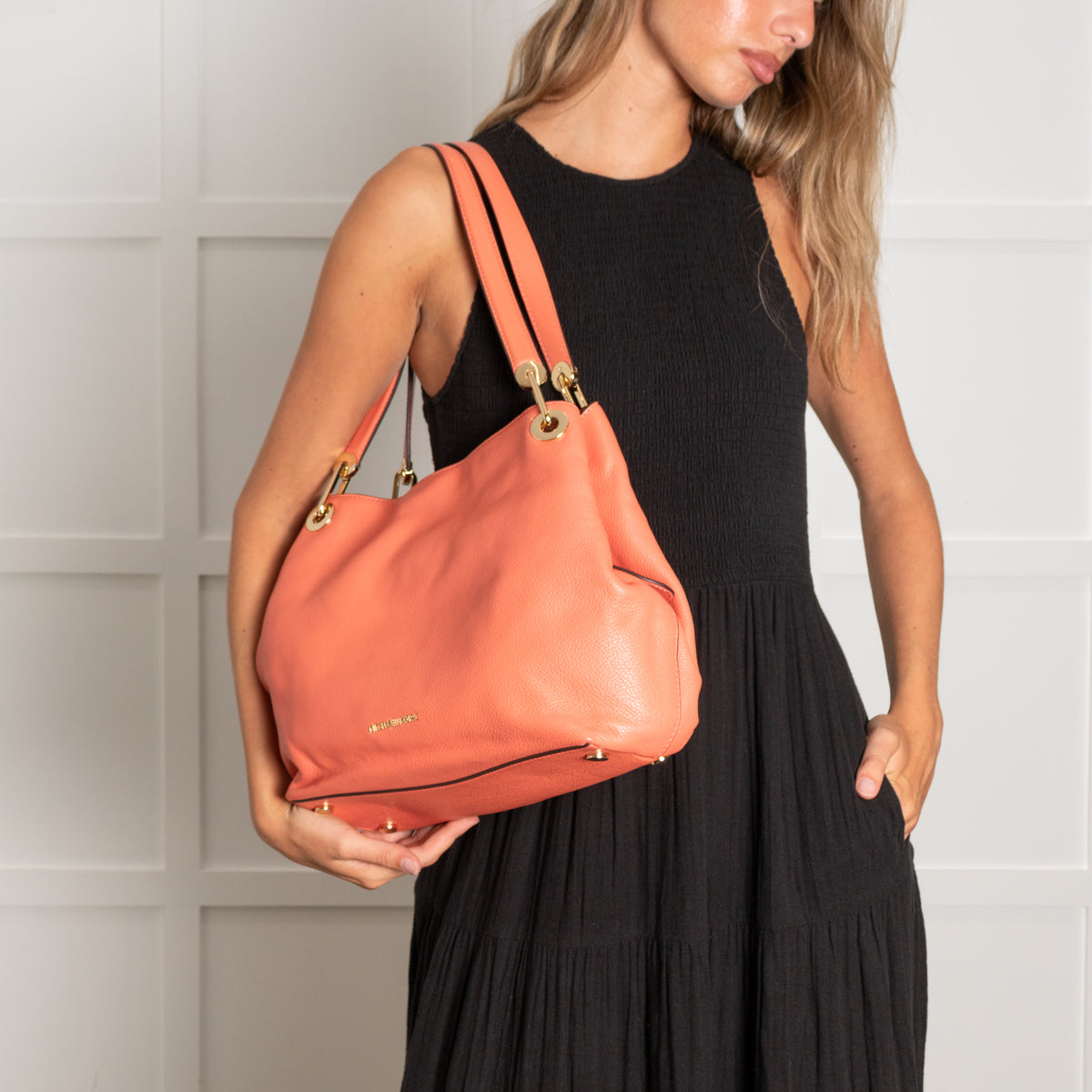 Michael Kors Coral Pebbled Leather Kensington Shoulder Bag