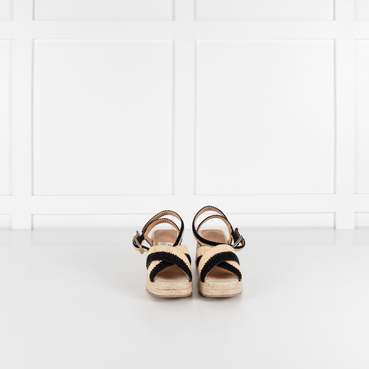 Castaner Tatiana Natural/Black Raffia Wedge Sandals