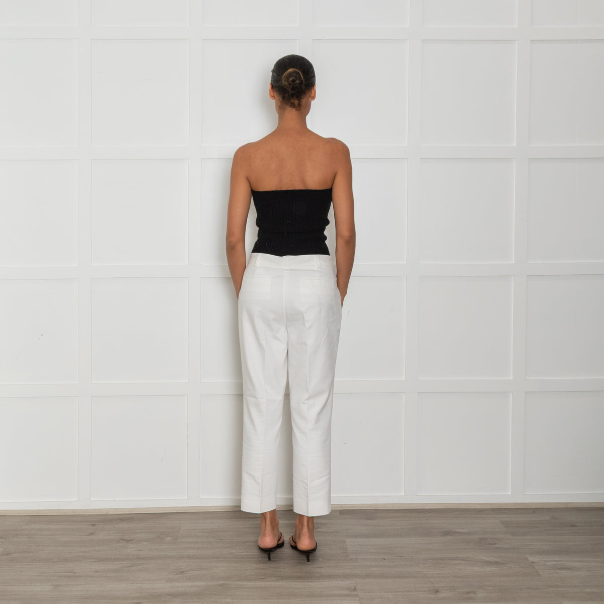 Baukjen White Cotton Blend Cigarette Trousers