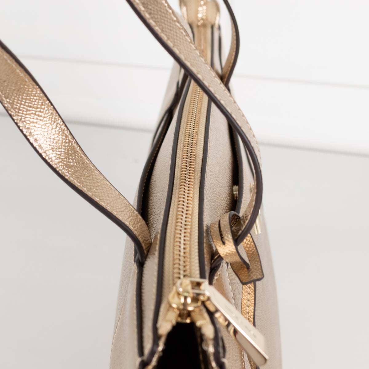 Michael Kors Gold Maddie Crossgrain Tote