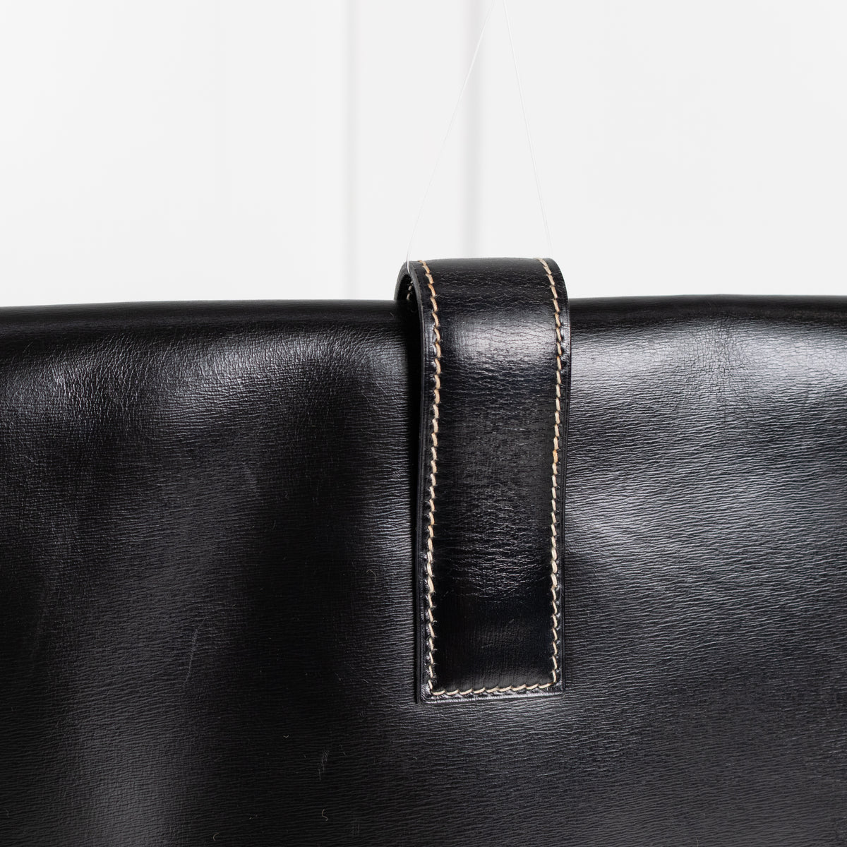 Hermes Black Swift Leather Vintage Jige Elan Clutch Bag