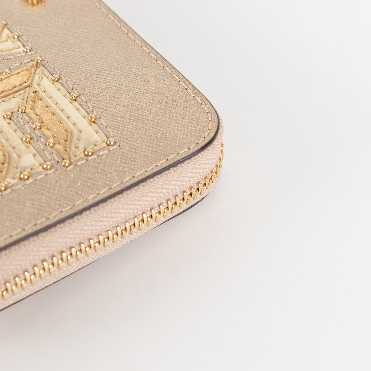Michael Kors Gold Leather Beaded LOVE Wallet