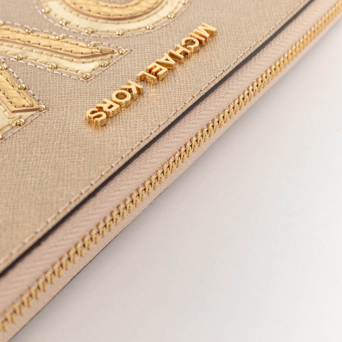 Michael Kors Gold Leather Beaded LOVE Wallet