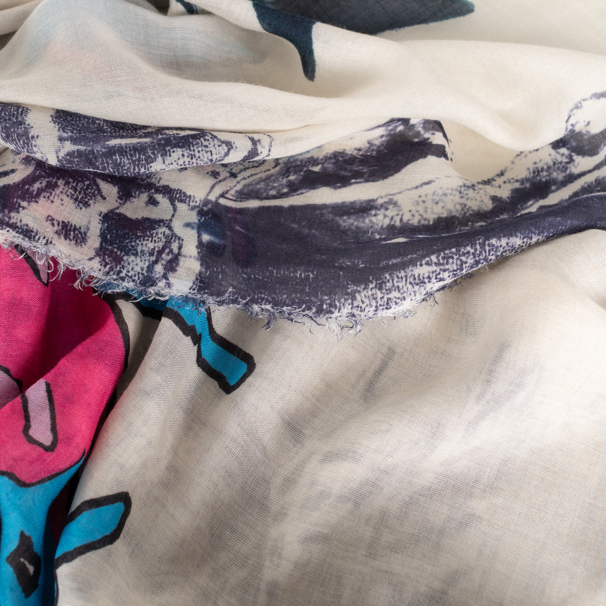 Stella McCartney Blue Underwater Scene Fringed Scarf