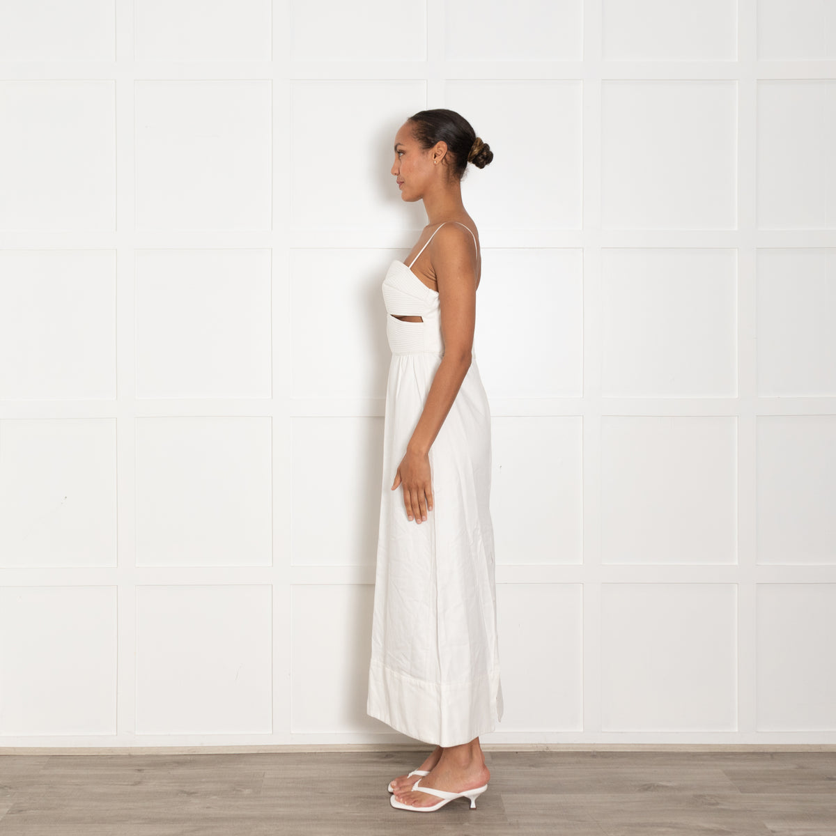 Adriana Degreas Off White Matelasse Cut out Strapless Maxi Dress