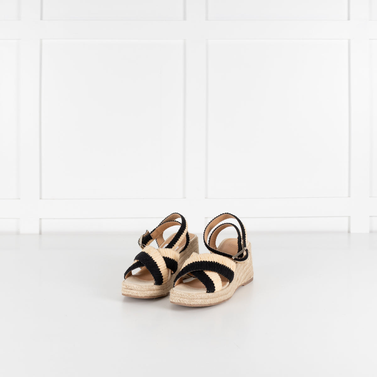 Castaner Tatiana Natural/Black Raffia Wedge Sandals