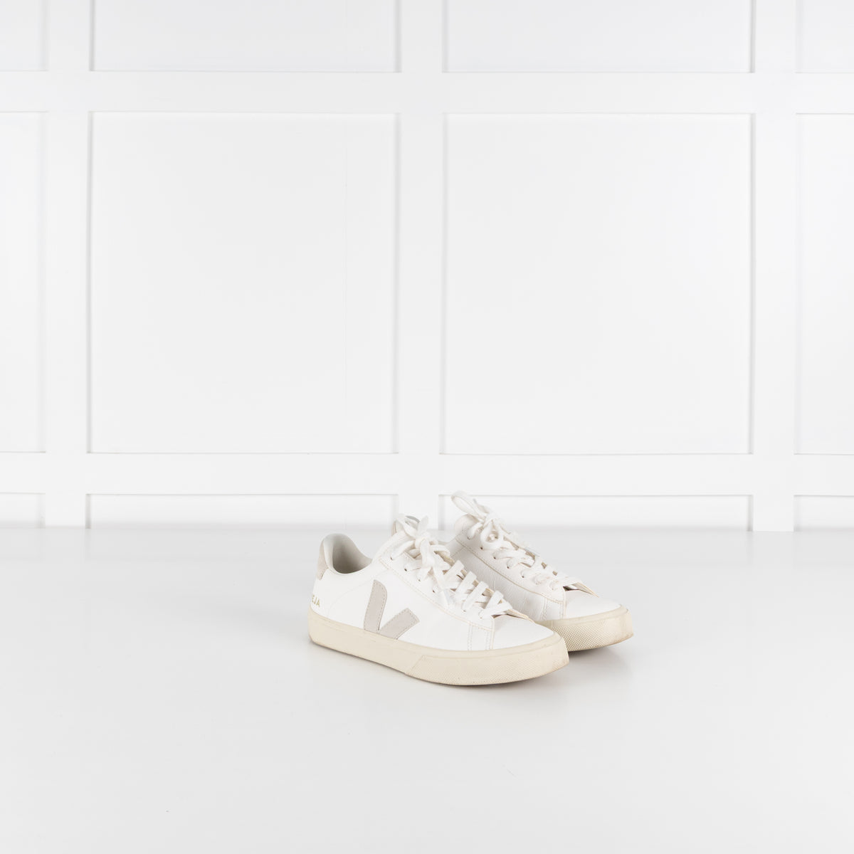 Veja White Leather Lace Up Trainers