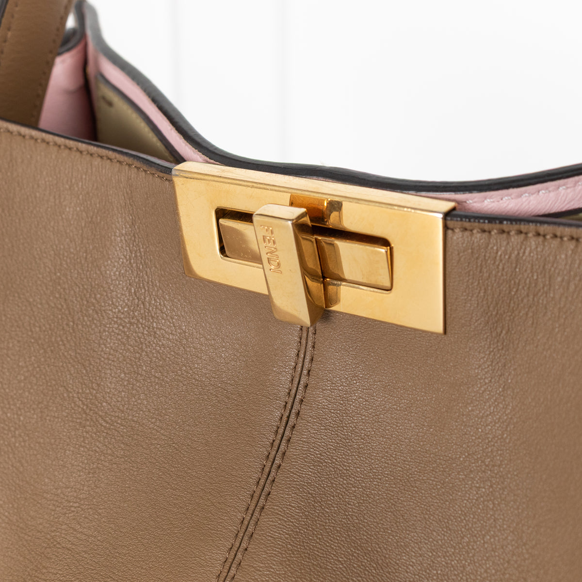Fendi Peekaboo Light Brown X-Light Leather Handbag