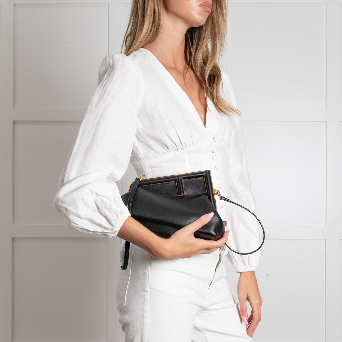 Fendi Black Leather Fendi First Crossbody Bag