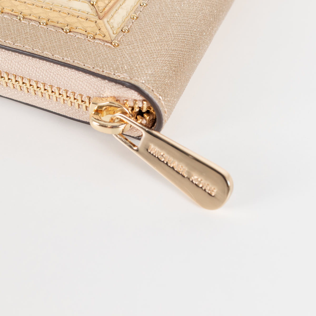 Michael Kors Gold Leather Beaded LOVE Wallet