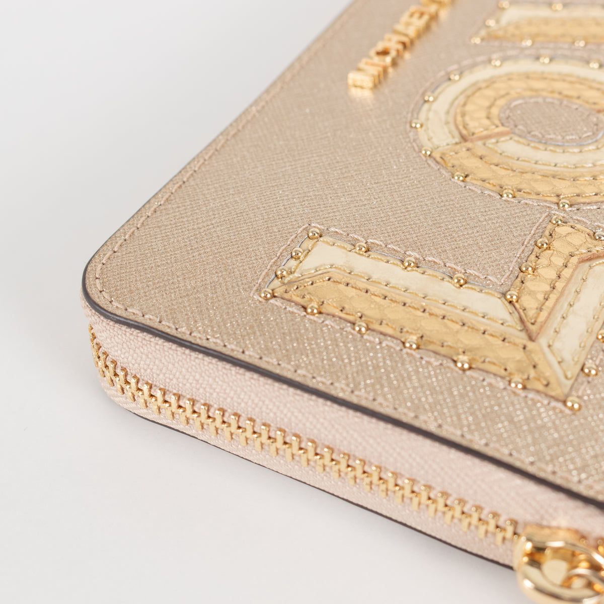 Michael Kors Gold Leather Beaded LOVE Wallet