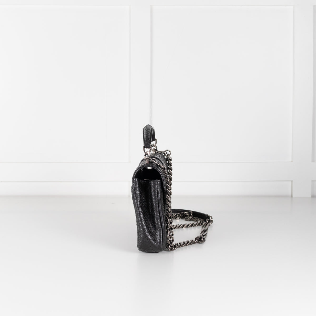 Saint Laurent Black Snake Embossed Monogram College Satchel Bag