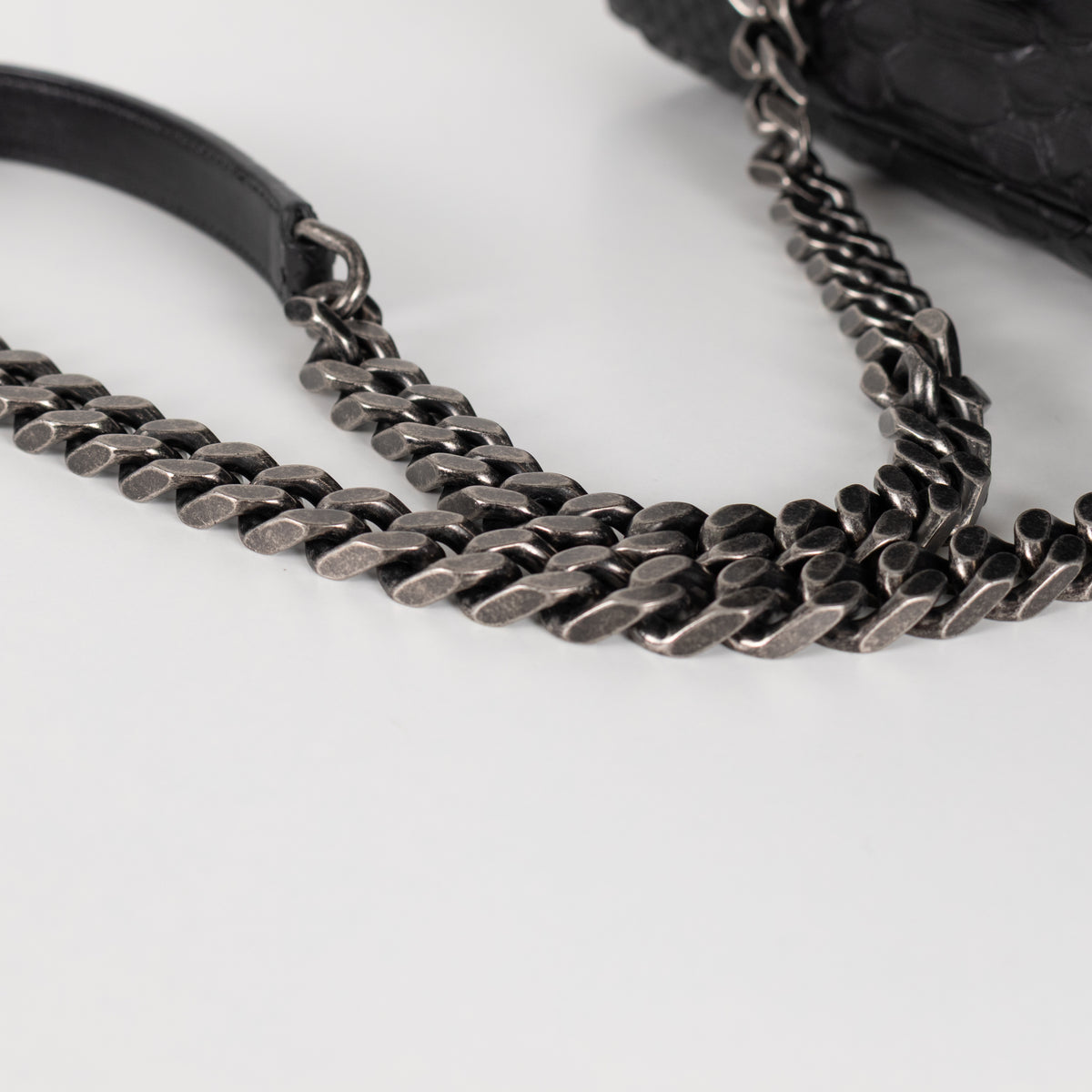 Saint Laurent Black Snake Embossed Monogram College Satchel Bag