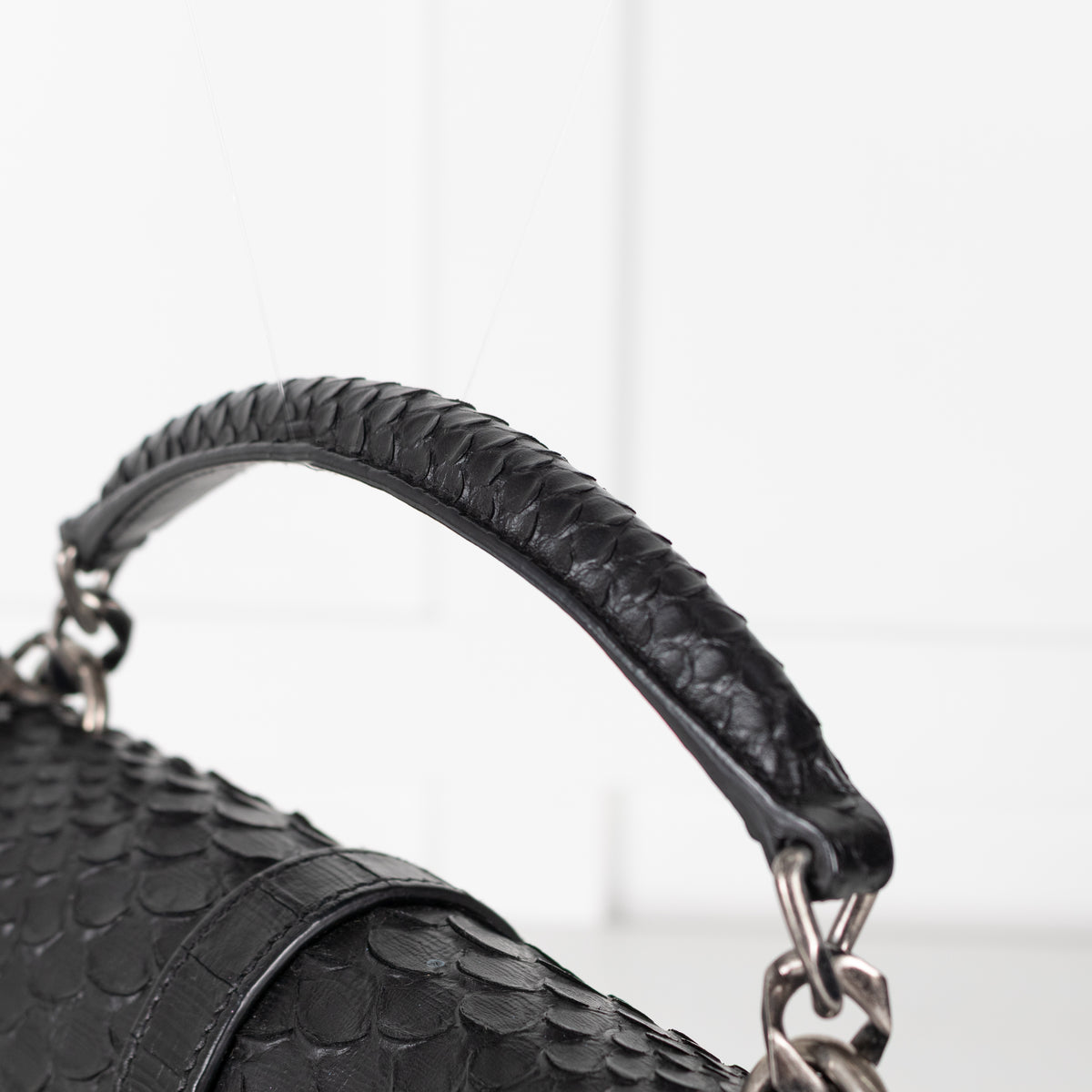 Saint Laurent Black Snake Embossed Monogram College Satchel Bag