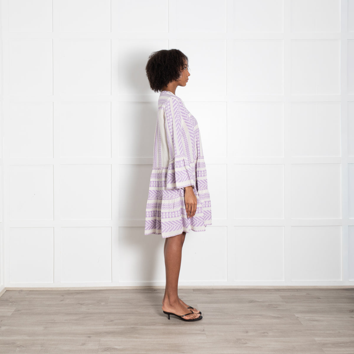 Devotion Twins  Lilac & White Patterned Dress