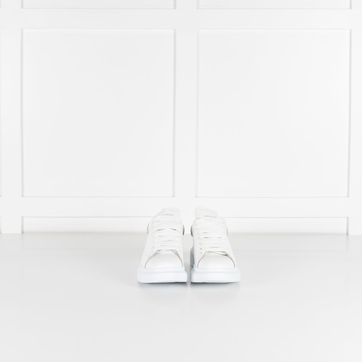 Alexander McQueen White Diamante Detail Oversized Trainers