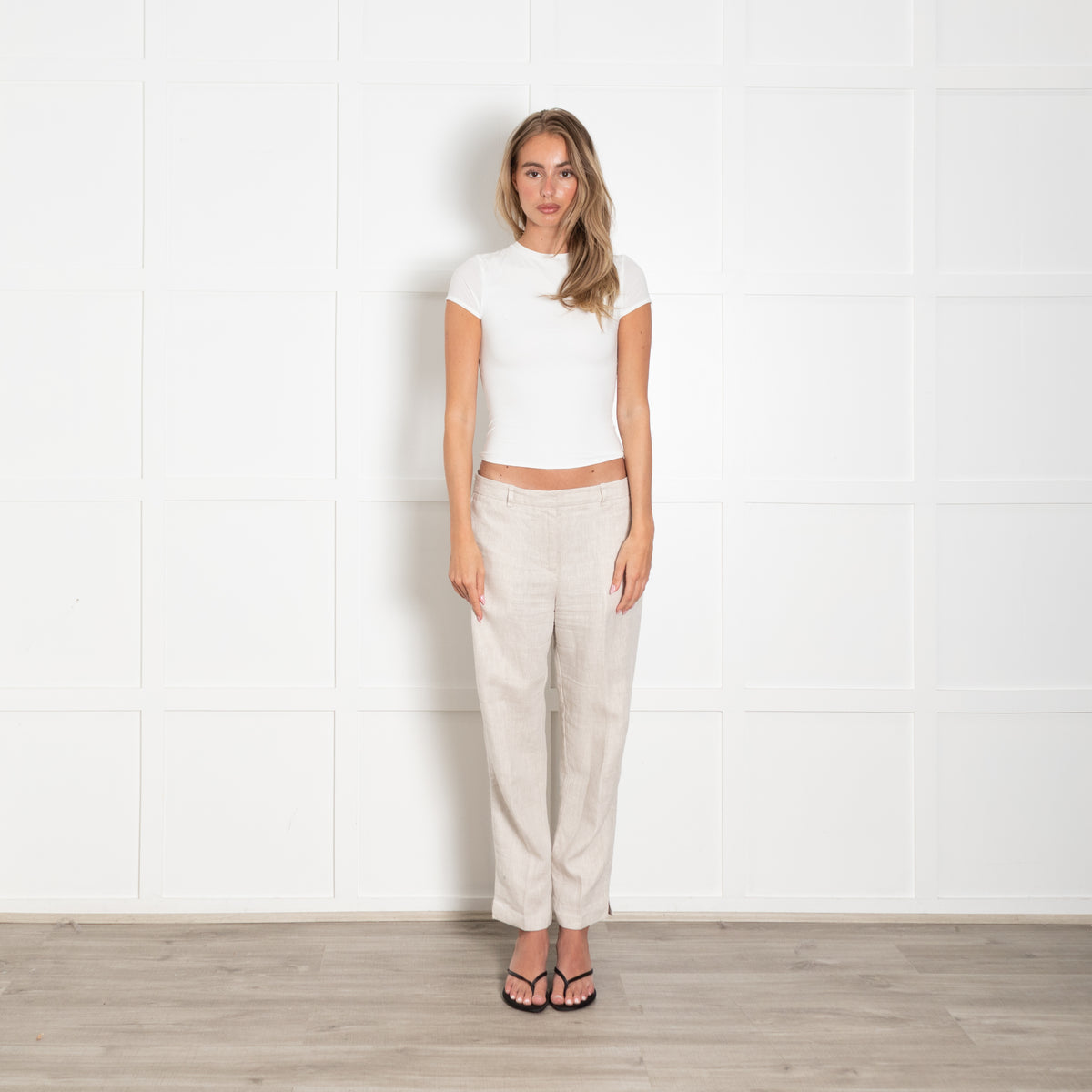 Comptoir Des Cotonniers Beige Linen Slim Leg Trousers