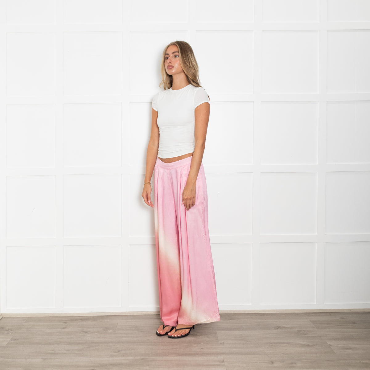 Essentiel Antwerp Pink And Cream Ombre Wide Leg Trousers