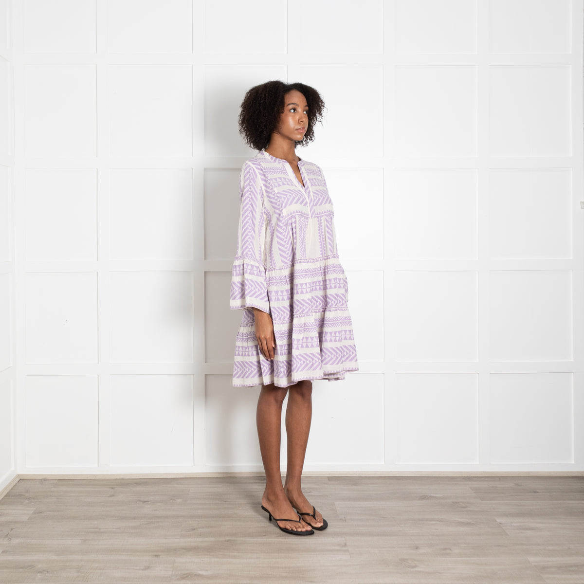 Devotion Twins  Lilac & White Patterned Dress