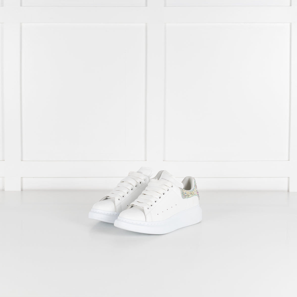 Alexander McQueen White Diamante Detail Oversized Trainers