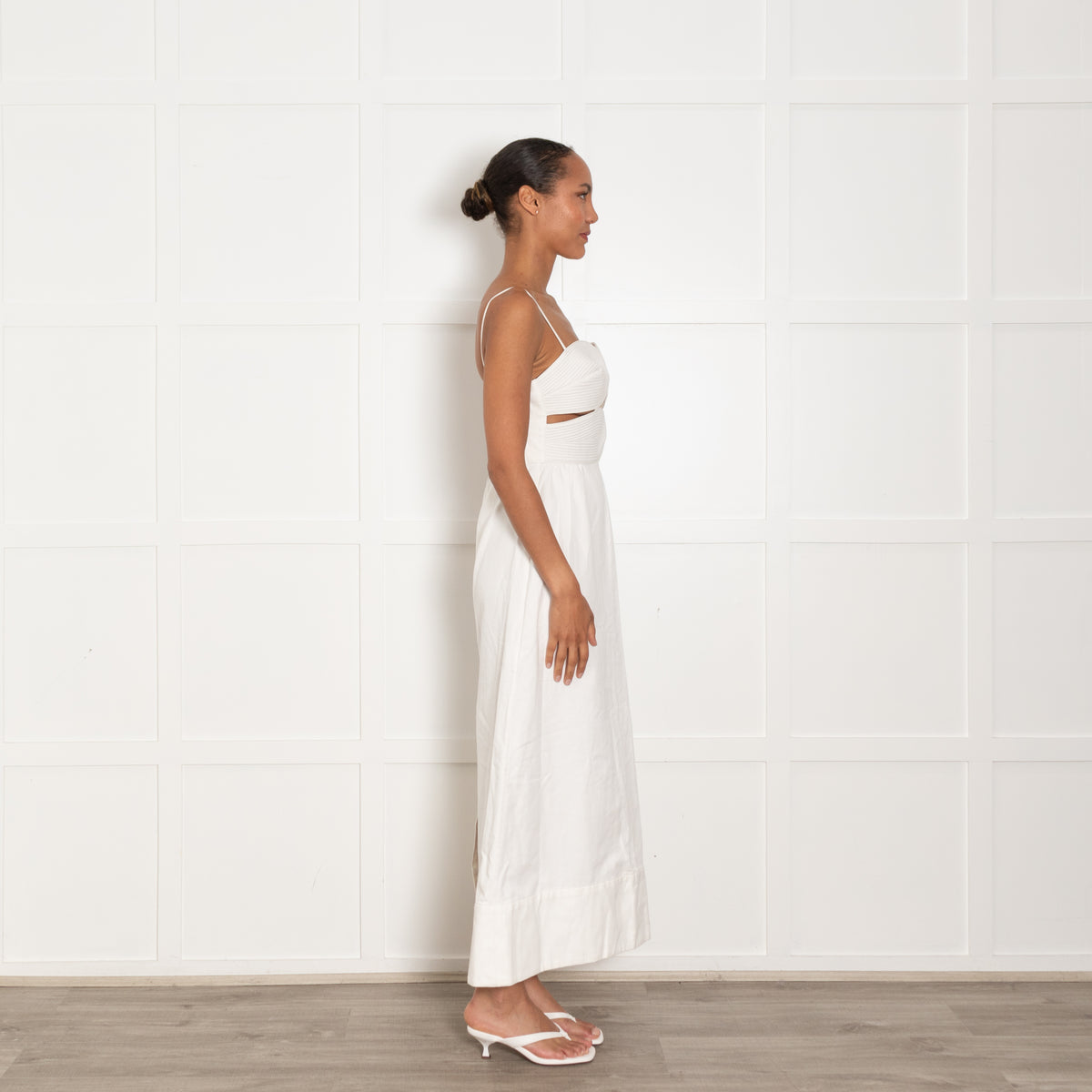 Adriana Degreas Off White Matelasse Cut out Strapless Maxi Dress