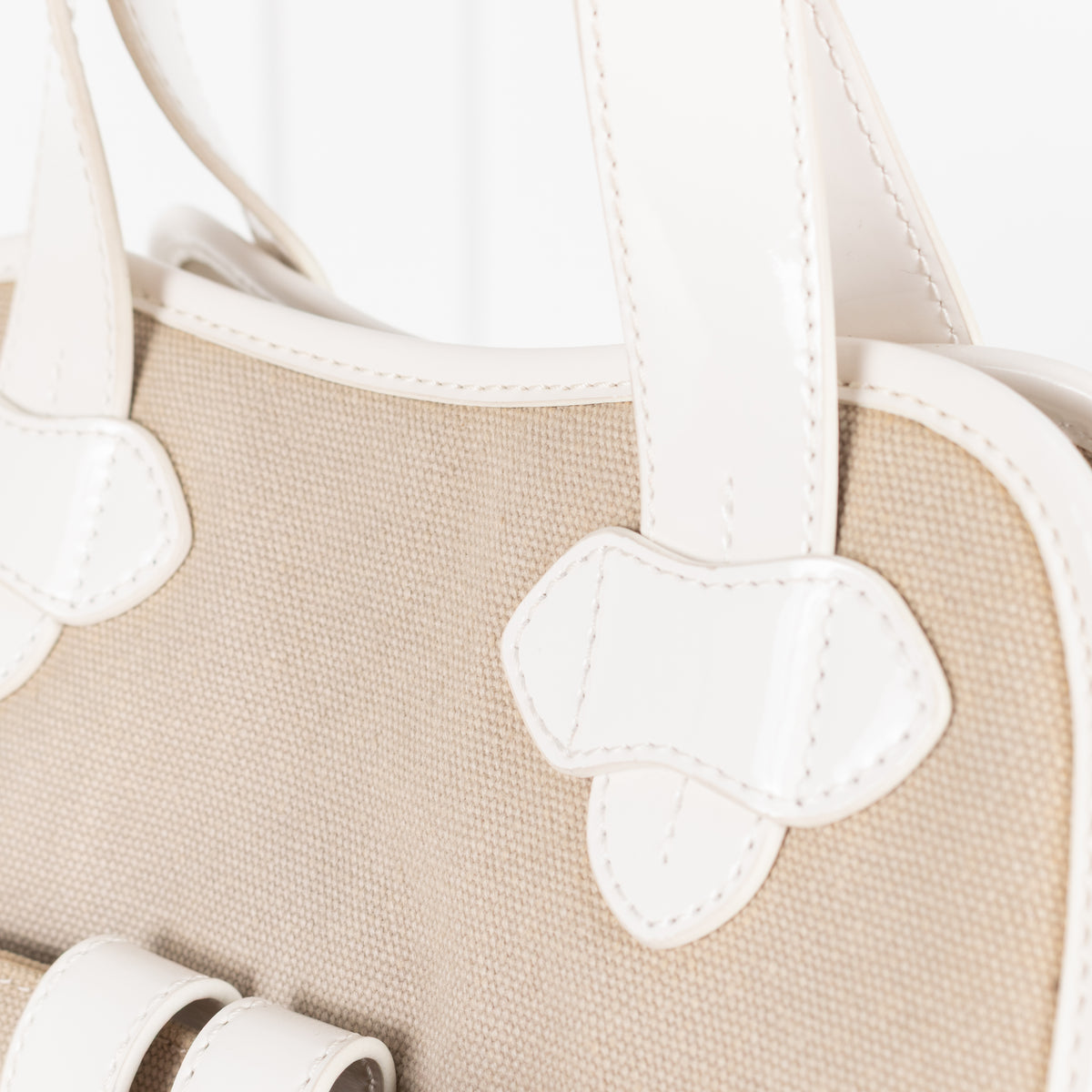Tila March Cream Bag with Patent Trim