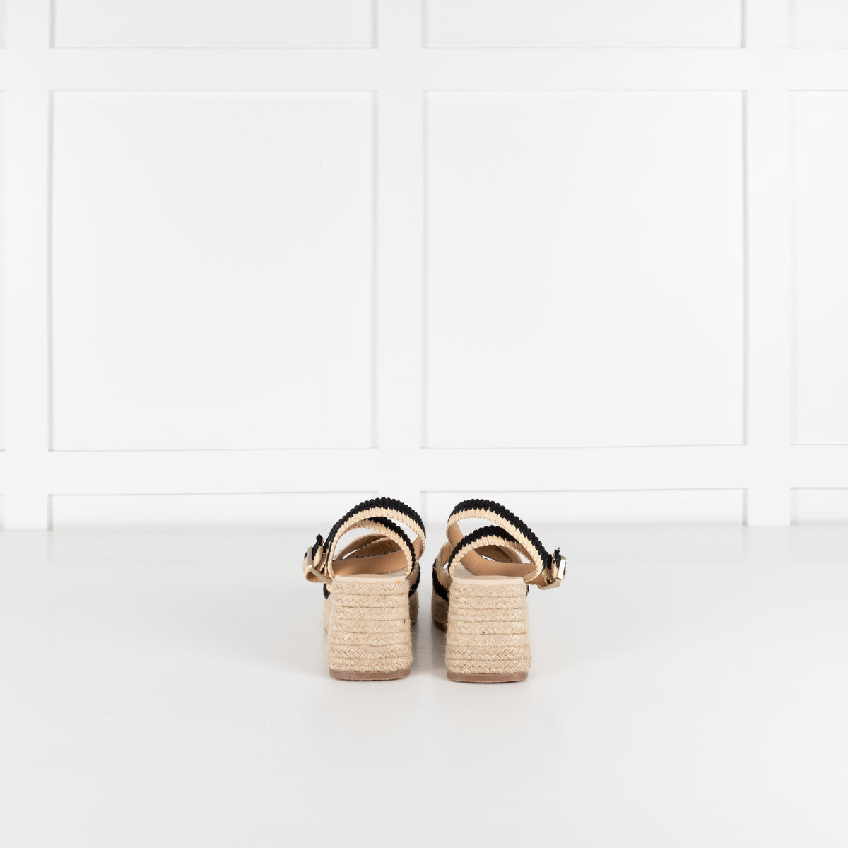 Castaner Tatiana Natural/Black Raffia Wedge Sandals