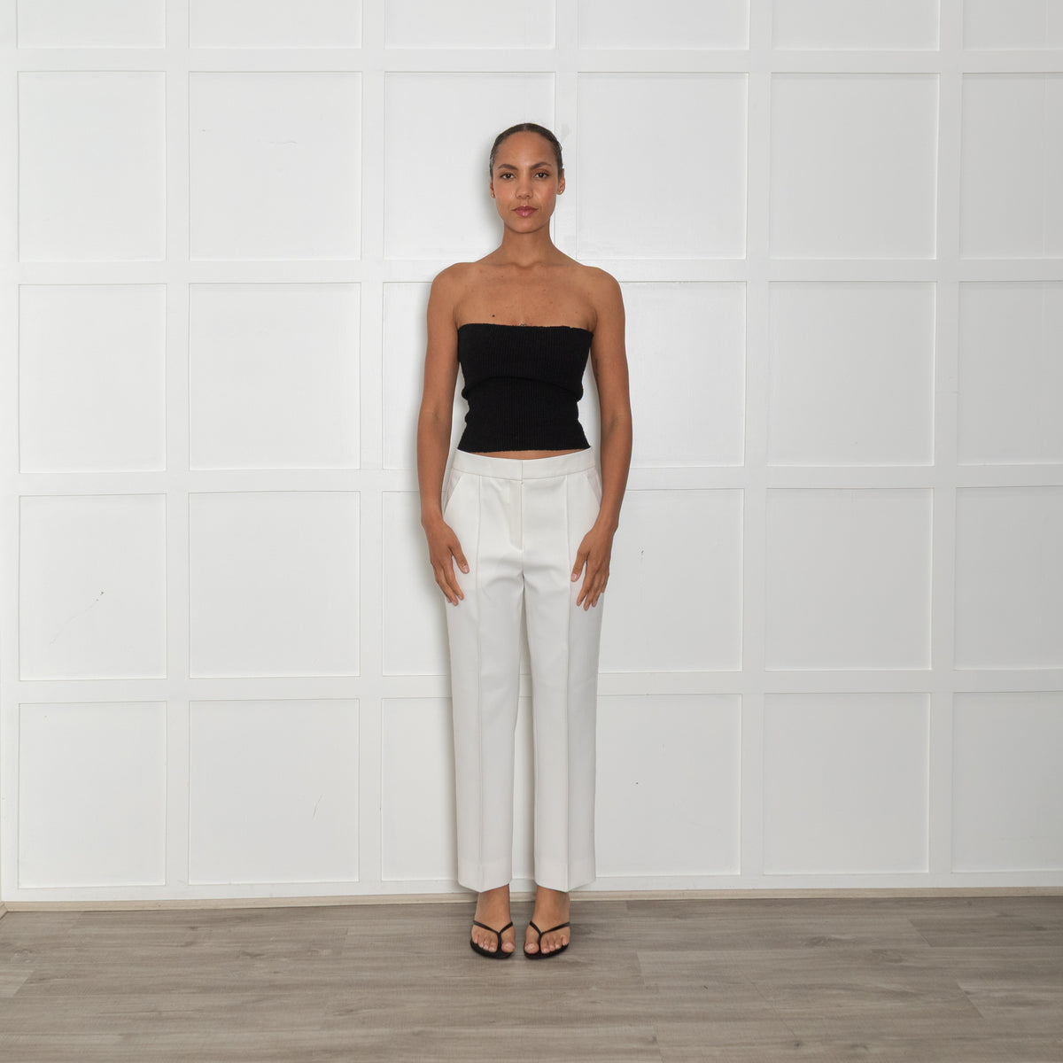 Me + Em Cream Tux Slim Leg Trousers