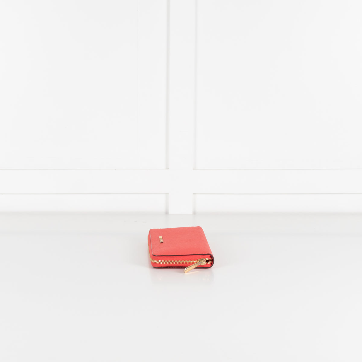 Michael Kors Coral Pink Leather Gold Zip Around Wallet