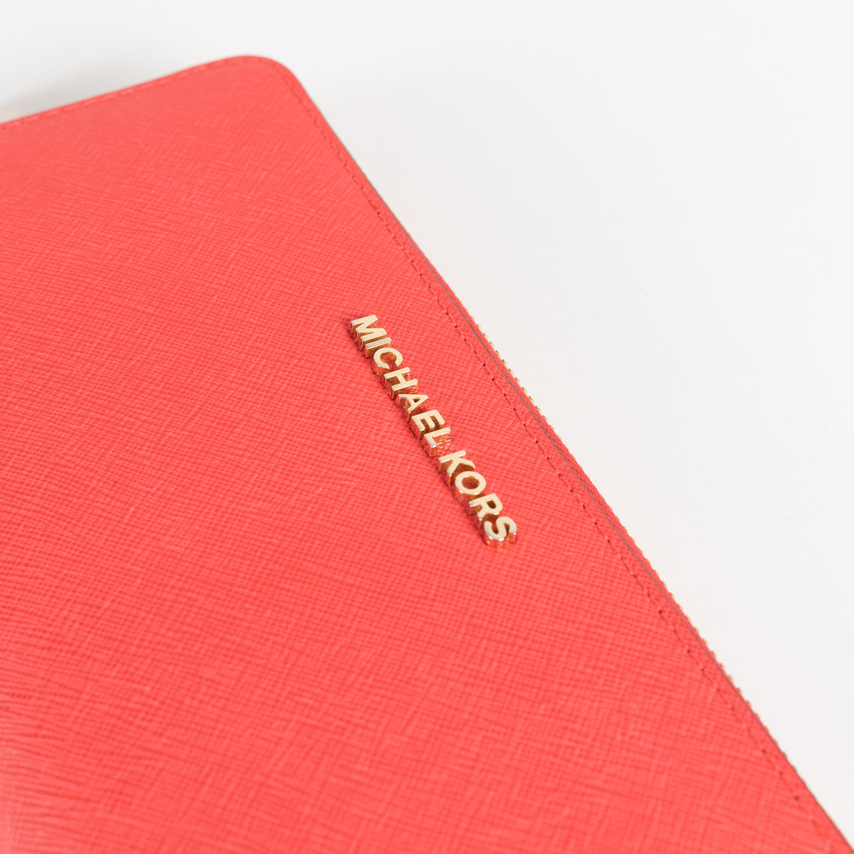 Michael Kors Coral Pink Leather Gold Zip Around Wallet