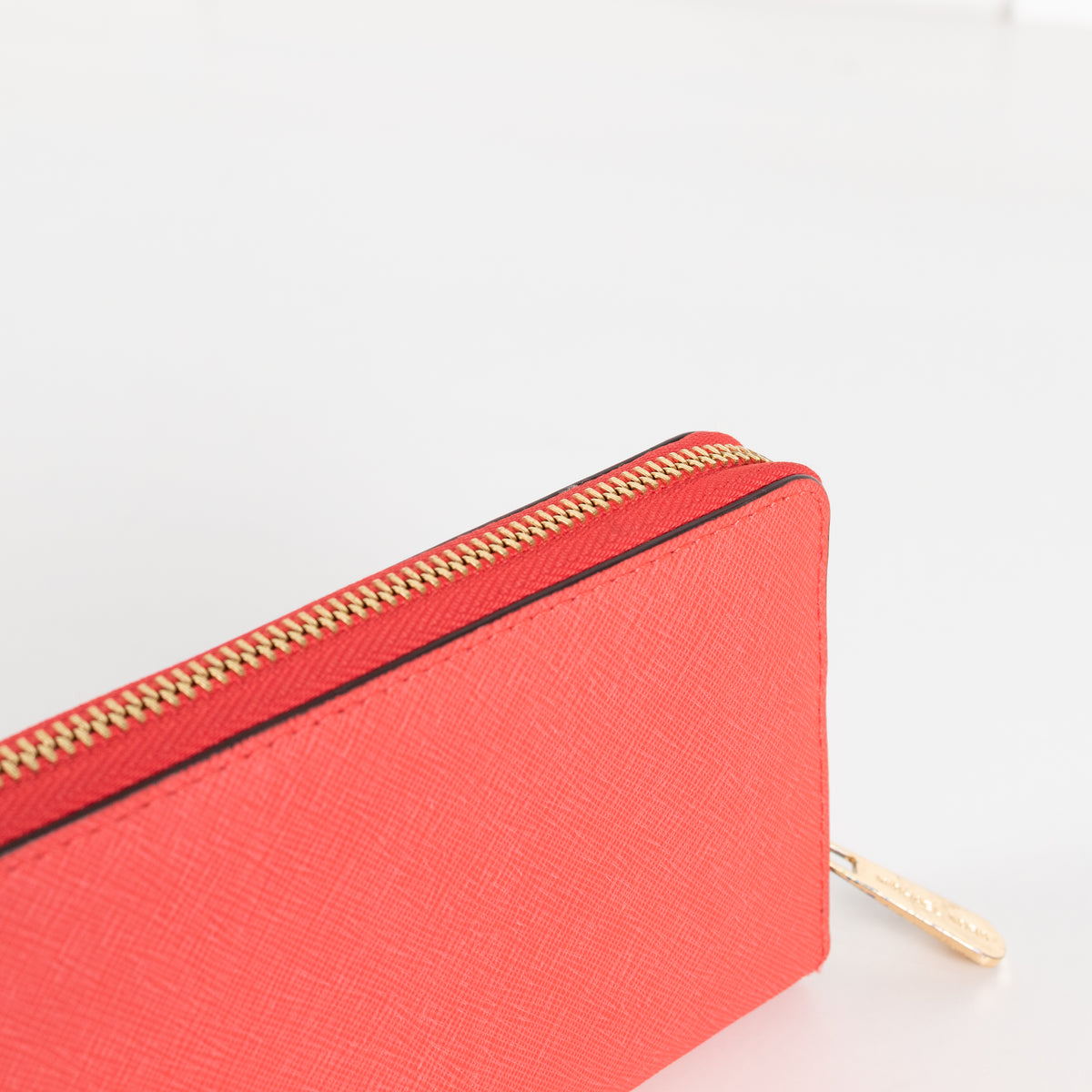 Michael Kors Coral Pink Leather Gold Zip Around Wallet