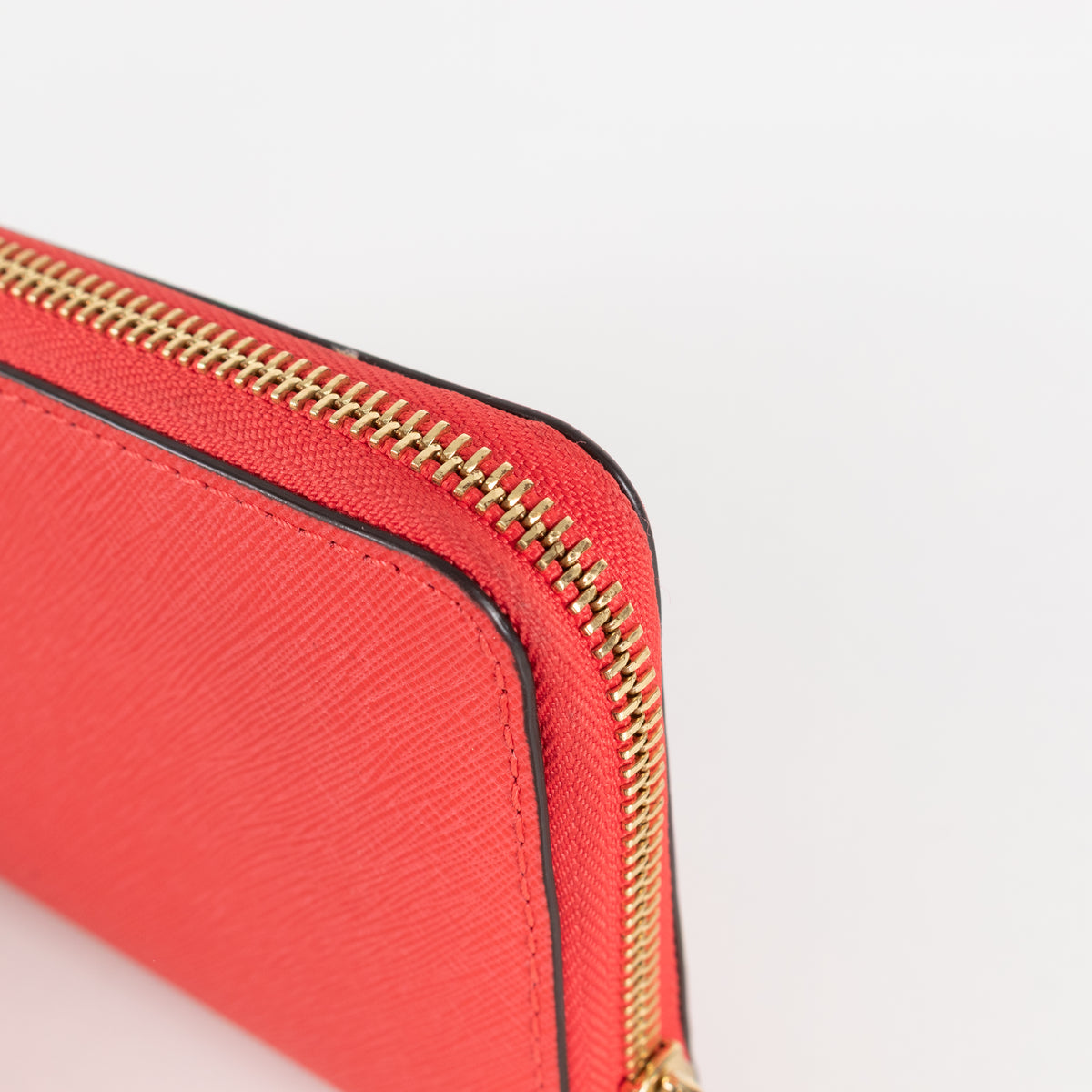 Michael Kors Coral Pink Leather Gold Zip Around Wallet