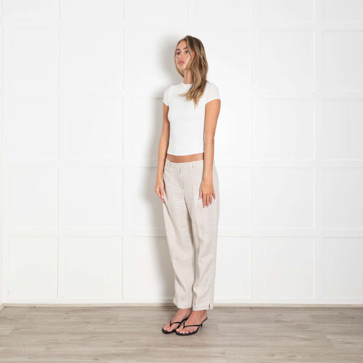 Comptoir Des Cotonniers Beige Linen Slim Leg Trousers