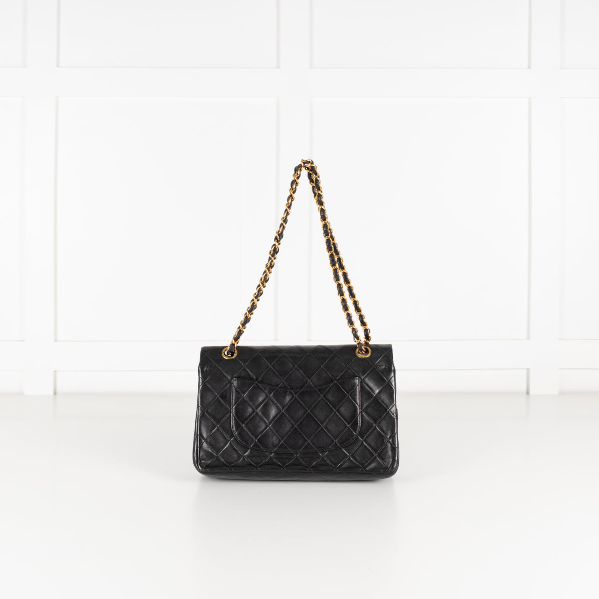 Chanel Vintage Black Lambskin Double Flap Medium Bag with  Gold Hardware