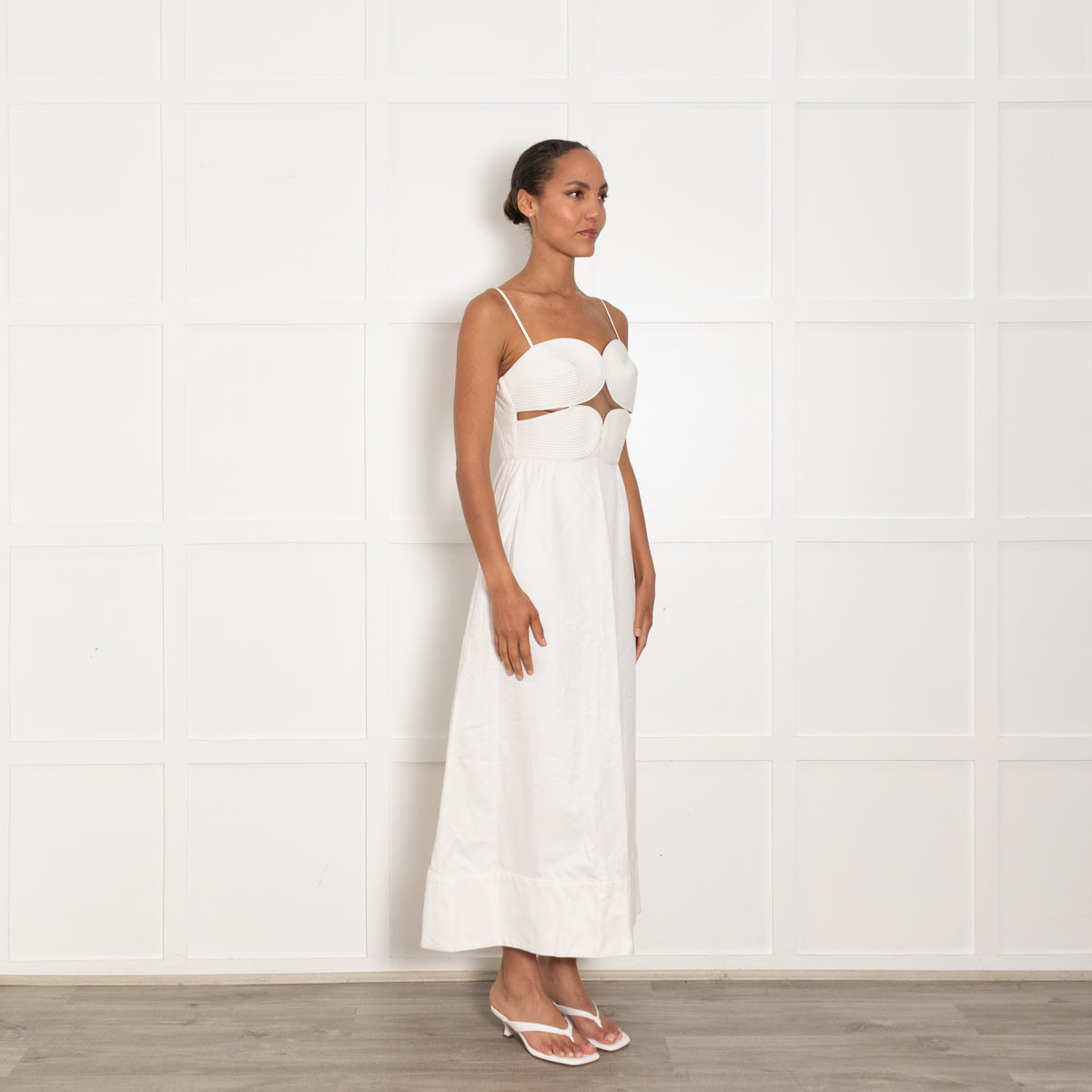 Adriana Degreas Off White Matelasse Cut out Strapless Maxi Dress