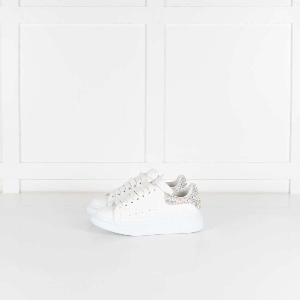 Alexander McQueen White Diamante Detail Oversized Trainers