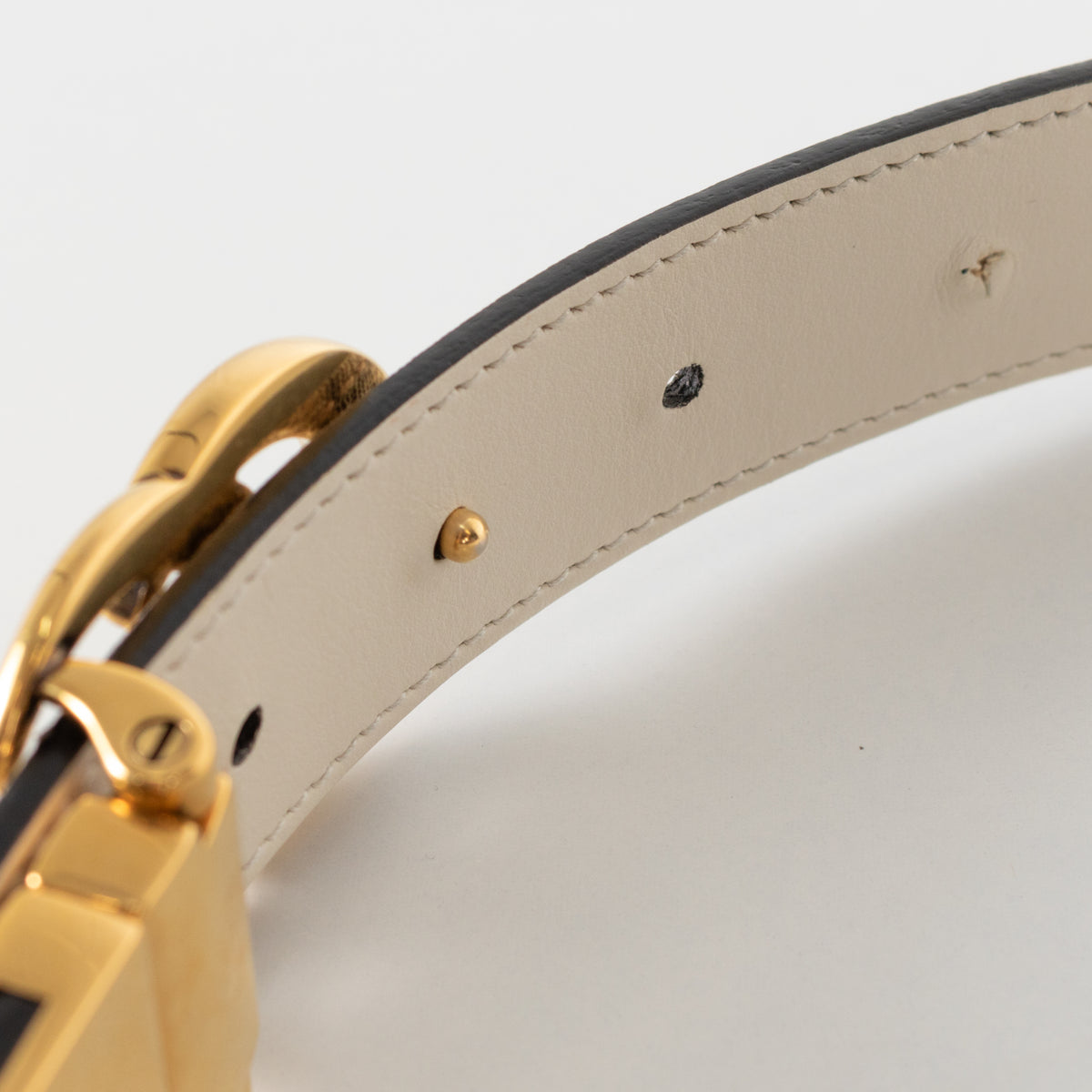 Gucci Cream Marmont Logo Reversible Belt