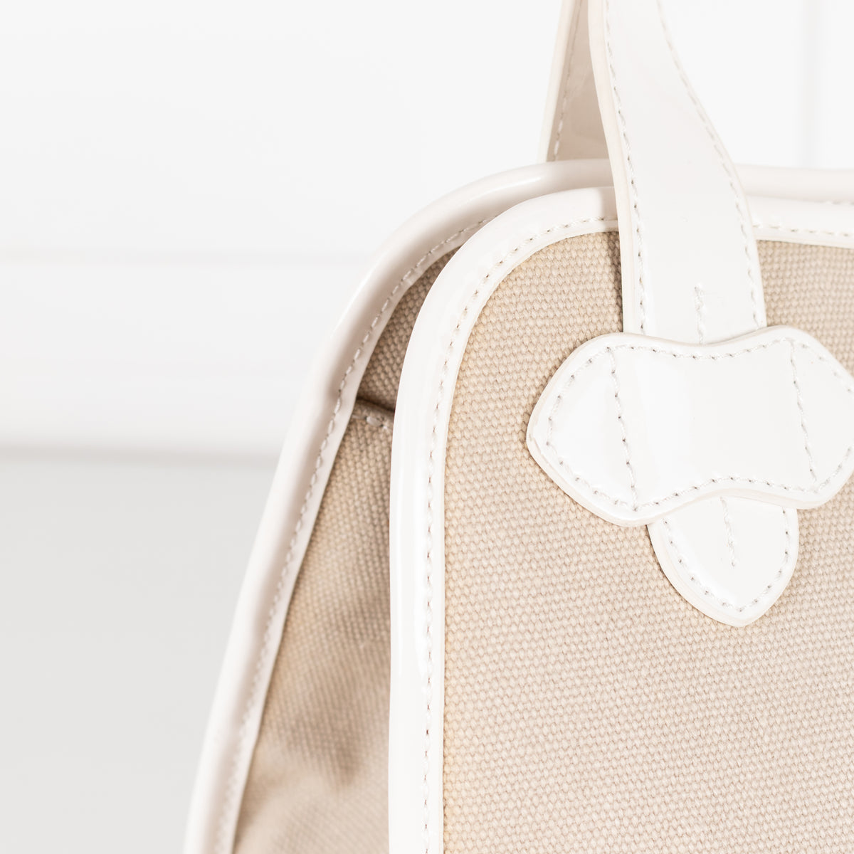 Tila March Cream Bag with Patent Trim