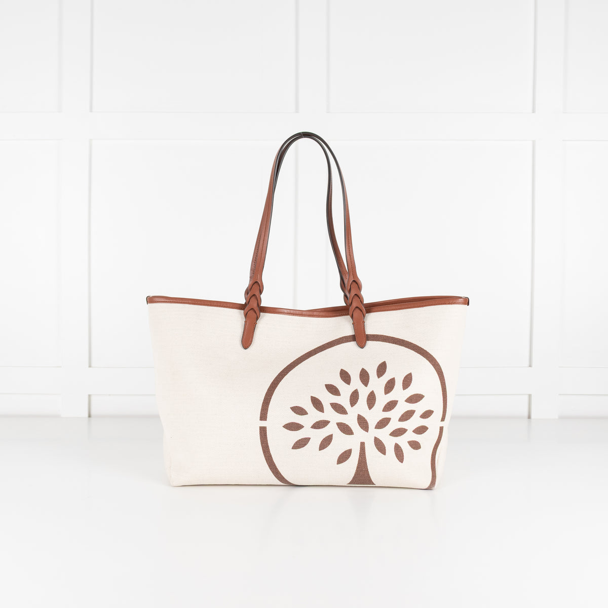 Mulberry Canvas Logo Print Braided Handle Tote Bag