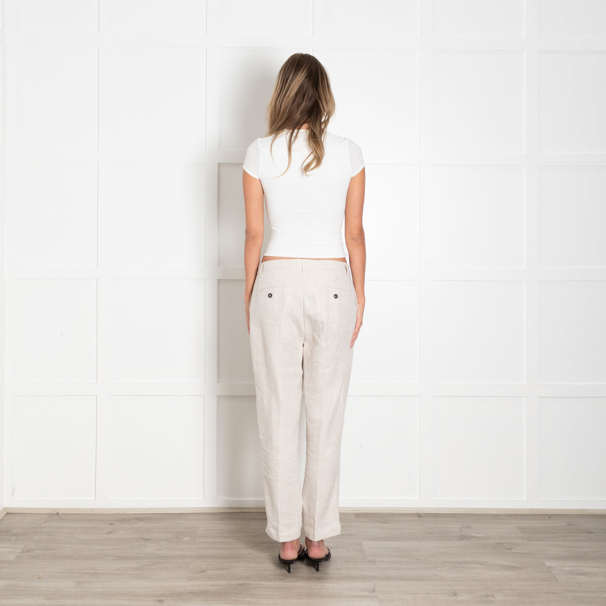 Comptoir Des Cotonniers Beige Linen Slim Leg Trousers