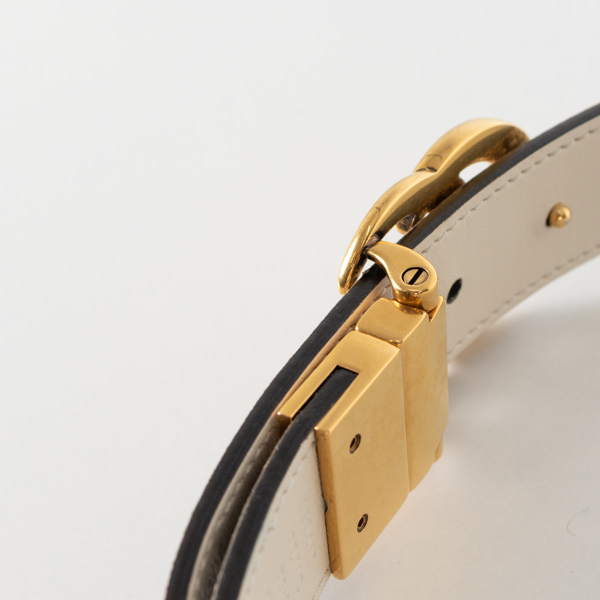 Gucci Cream Marmont Logo Reversible Belt