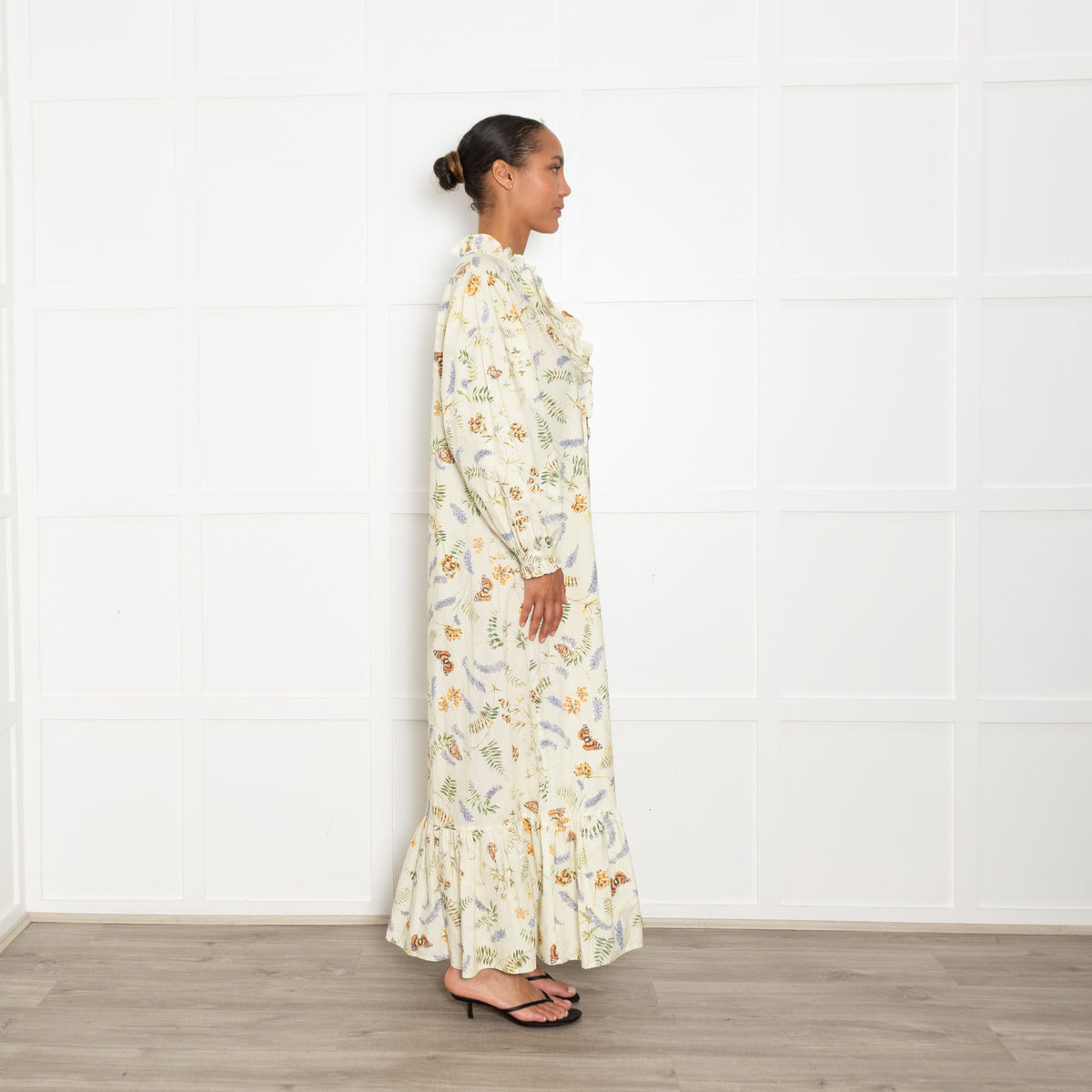 Meadows Pale Yellow Lavender Print Maxi Dress