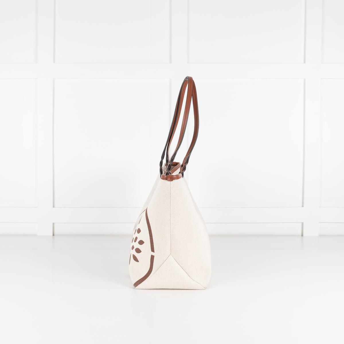 Mulberry Canvas Logo Print Braided Handle Tote Bag