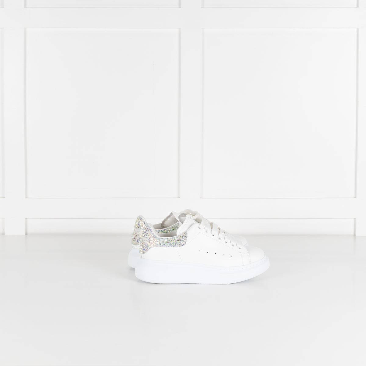 Alexander McQueen White Diamante Detail Oversized Trainers